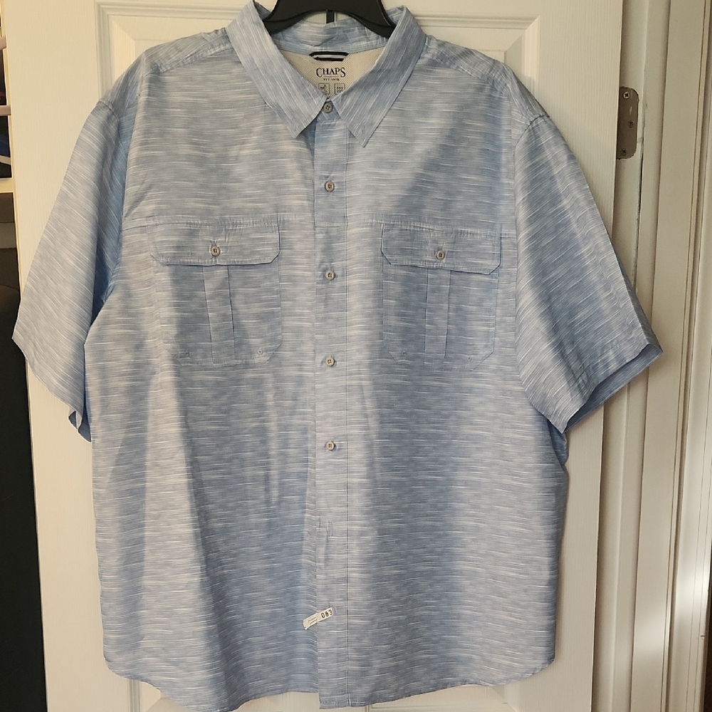 EUC-4XB-Chaps Light Blue Casual Button Down Shirt